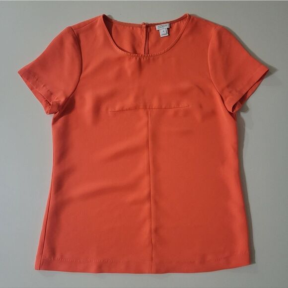 J. Crew Orange Polyester Short Sleeve Blouse - Picture 1 of 10